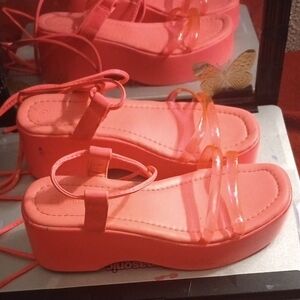 Wild Diva Pink Mules with Platform Sole